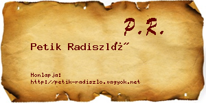 Petik Radiszló névjegykártya